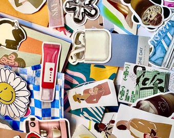 Modern junkjournaalafvalpakket | Ephemera-kit voor journaling, collage, scrapbooking en knutselen met gemengde technieken