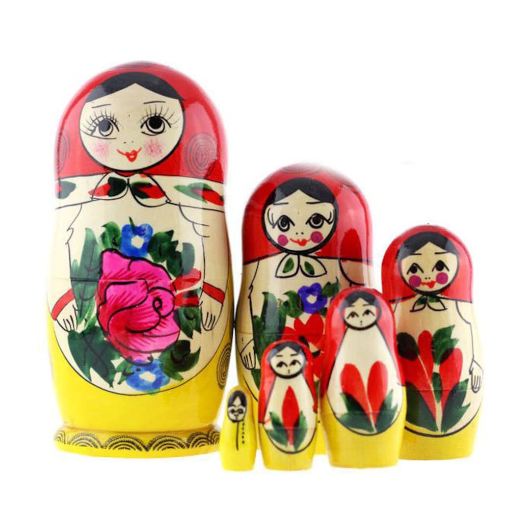 6 Russian Traditional Semyonovskaya Nesting Doll matryoshka Classic Design Handmade 14cm 5.5 Etsy