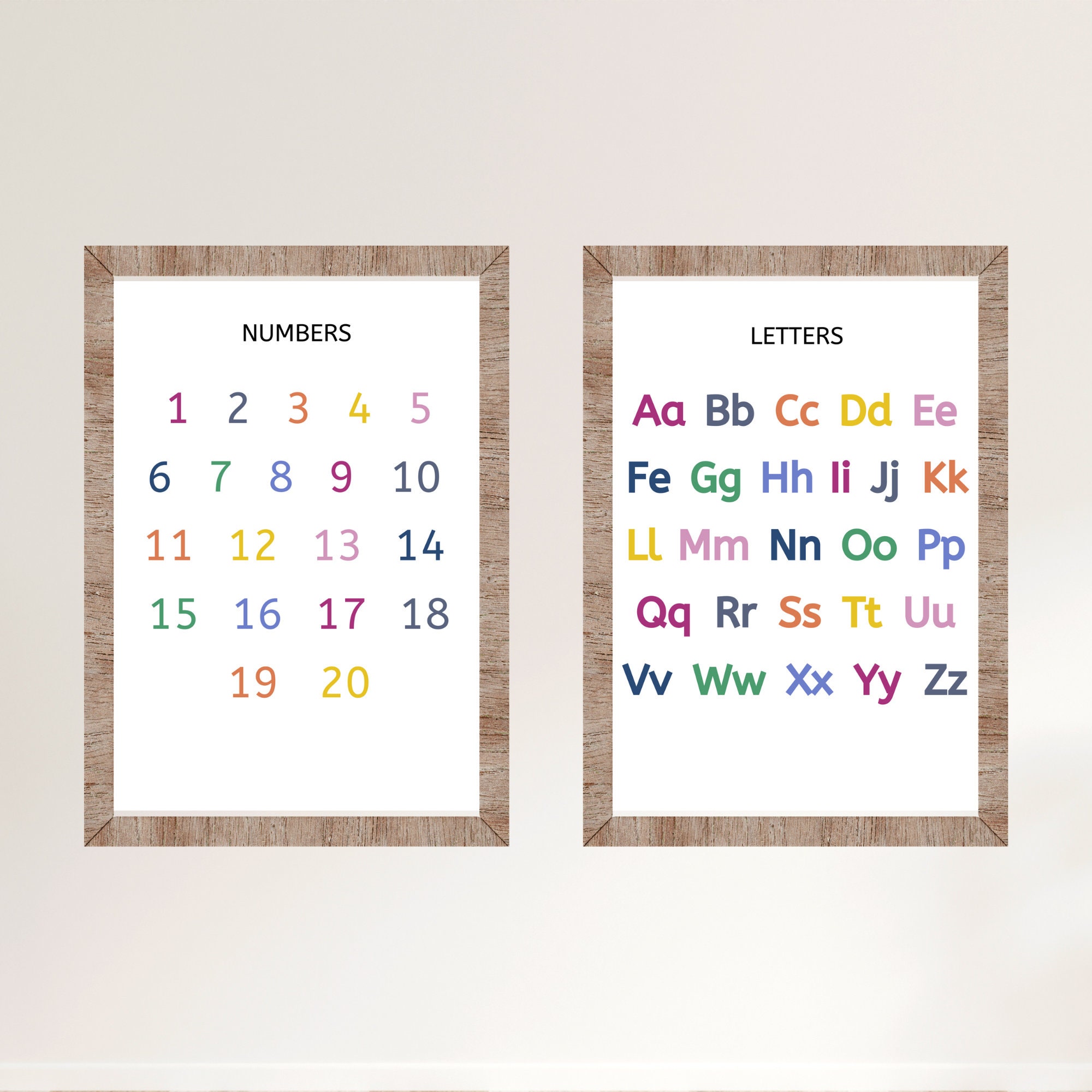Education Poster Printable Set of 2, Letters and Numbers, Homeschool ...