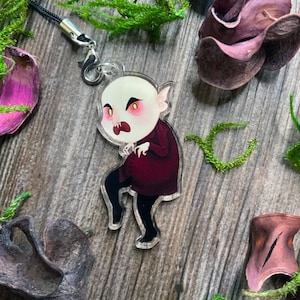Nosferatu The Vampyre Recycled Acrylic Phone Charm Keychain - Cute Halloween Horror