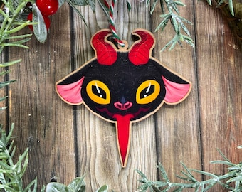 Krampus Ornament Wooden for your Yule Holiday Pagen, Witch, Fun Creepy Holiday Decor Needs