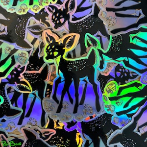 Holographic Trippy Creepy Cute Forest Deer