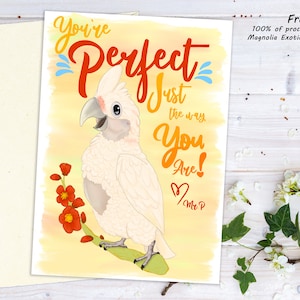 Carte de vœux mots d’encouragement - Phrases édifiantes et leçons d’oiseaux M. P - Blanc