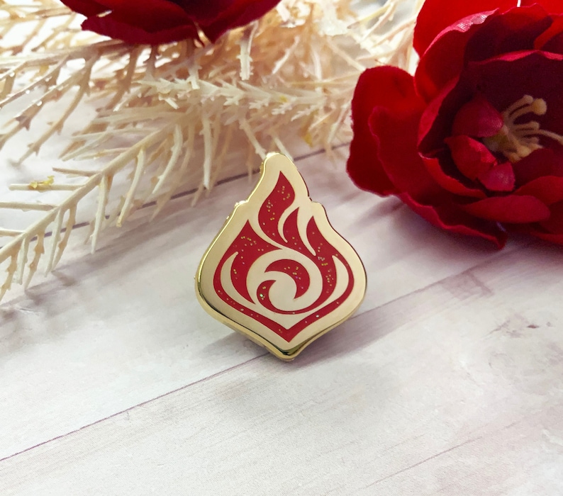 Genshin Impact Vision Pyro Enamel Pin: Gold Fire Element - Etsy