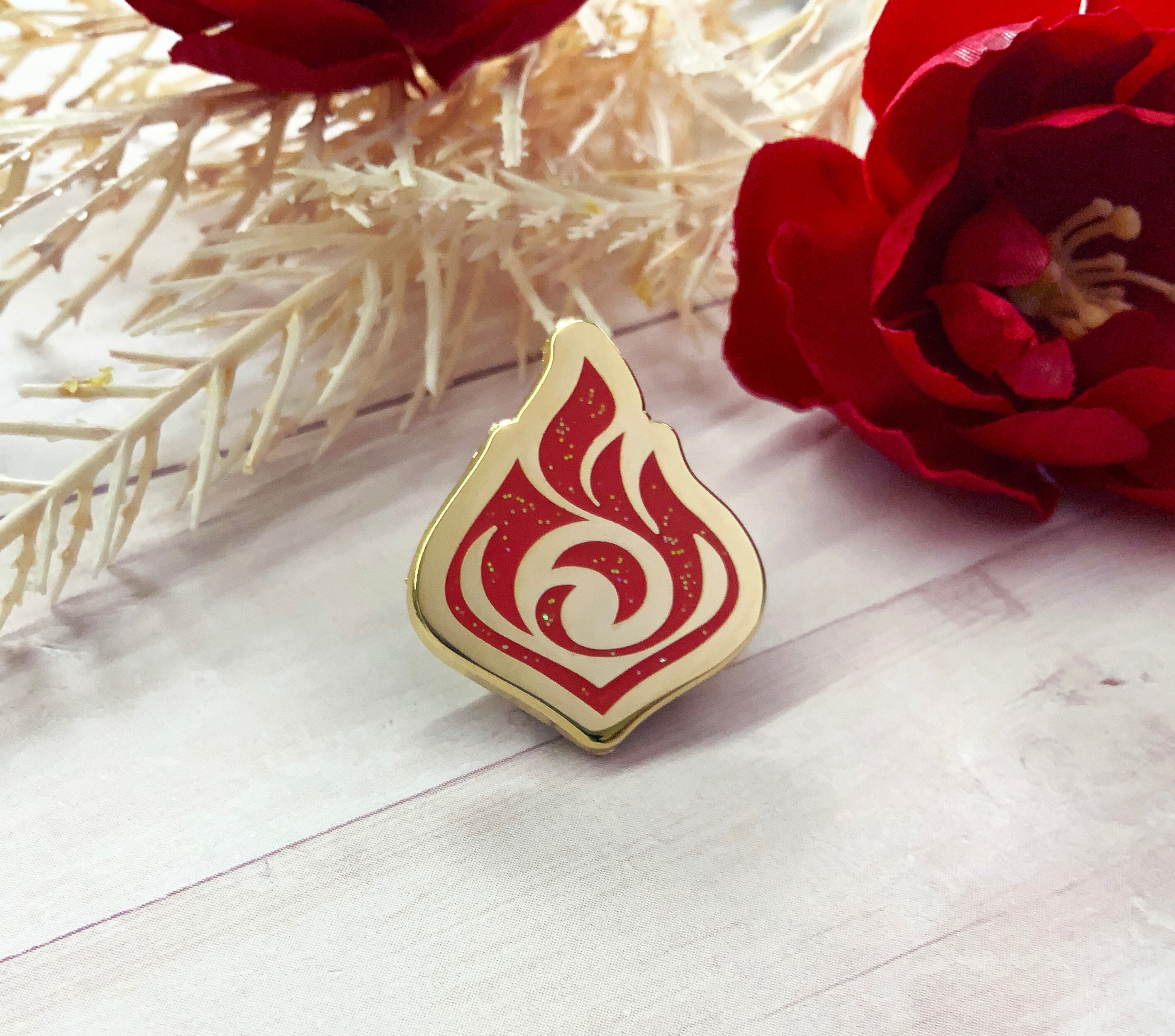Genshin Impact Vision Pyro Enamel Pin: Gold Fire Element - Etsy