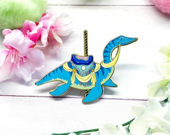 Plesiosaurus Dinosuar Carousel Enamel Pin - A Splash of Adorableness - Dive into Delight
