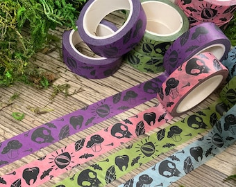 CLEARANCE 50% Cottage Core Washi Tape Roll Witchy Skull Eye creepy Decorative tape Adhesive for DIY Crafts Gift Wrapping Horror Scrapbooking