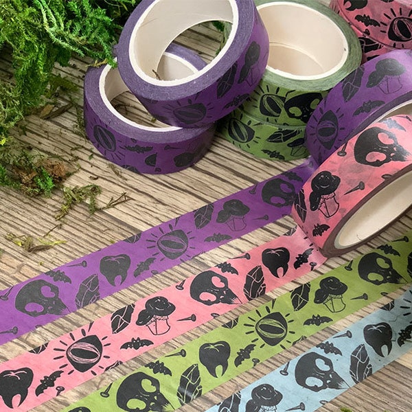 CLEARANCE 50% Cottage Core Washi Tape Roll Witchy Skull Eye creepy Decorative tape Adhesive for DIY Crafts Gift Wrapping Horror Scrapbooking