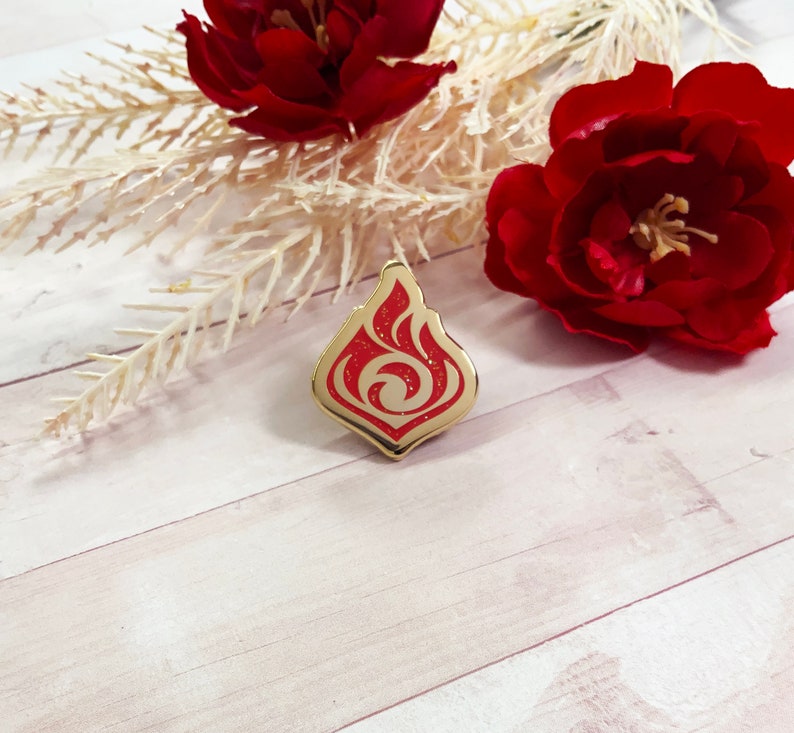 Genshin Impact Vision Pyro Enamel Pin: Gold Fire Element - Etsy