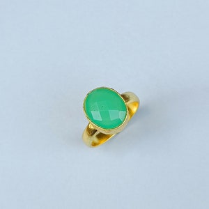 Handmade Green Glass Stone Ring | Glass Gemstone Ring | Dainty Gold Ring | Best Friend Ring | Stackable Ring | Oval Stone Glass Ring | Ring