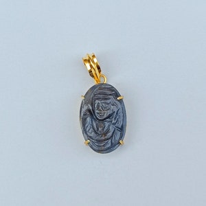 Natural Blue Sapphire Mahadev Pendant | Carved Hand Carving Shiv Ji Pendant | Dainty Gold Pendant | Religious Pendant | Blue Shiv Ji Pendant