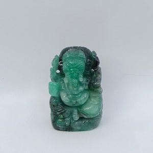 Natural Emerald Stone Ganesh Statue Figurine | Emerald Ganesh Idol Home decor | Precious Gemstone  Ganesh | Art deco Gift Carving | Ganesha