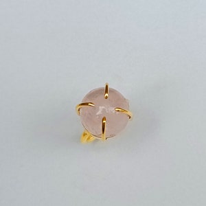 Beautiful Rose Quartz Ring | Pink Rose Quartz Stone Ring | Gold Ring | Handmade Stone Rose Quartz Ring | Brass Ring | Statement Ring | Ring