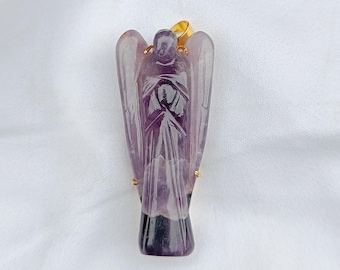 Carved Angel Pendant, Handmade Amethsyt Stone Angel Pendant, Gift For Women, Jewelry
