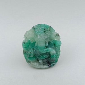 Natural Hand Carved Emerald Ganesha Sculpture |Lord Ganesh Statue |Natural Gemstone Ganesh Idol | Spiritual Home Decor |Green Emerald Ganesh