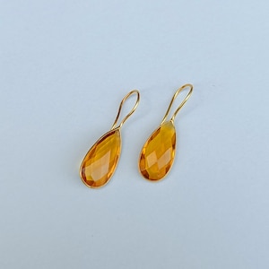 Handmade Gemstone Glass Earrings |Gold Earrings | Cut Gemstone Earrings |Yellow Stone Earrings | Party Wear Earrings | Wedding Gift Earrings