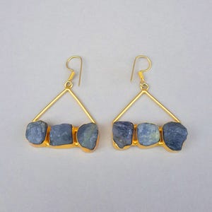 Natural Tanzanite Stone Earrings | Blue Tanzanite Stone Jewelry |Blue Tanzanite Earrings | Gold Earrings | Handmade Stone Tanzanite Earrings