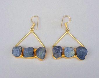 Unique Tanzanite Earrings, Handmade Tanzanite Gemstone Earrings, Gold Earrings, Gift For Wife, Party Wear Earrings, Christmas Gift Earrings