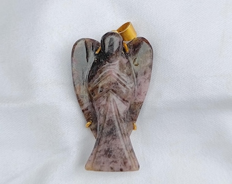 Agate Gemstone Angel Pendant, Agate Stone Carving Angel Pendant, Gold Pendant, Women Pendant, Best Friend Gift, Aninversary Pendant, Gift
