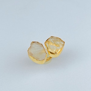 Beautiful Citrine Stone Bangle | Natural Citrine Jewelry | Handmade Gemstone Citrine Jewelry | Gold Ring | Amazing Ring | Double Stone Ring