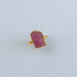 Handmade Stone Ruby Ring | Natural Ruby Stone Jewelry | Gold Ring |Bezel Raw Stone Ring | Birthday Gift Ring | Statement Ring | Gift Jewelry