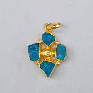 Natural Blue Apatite Stone Pendant | Handmade Raw Gemstone Pendant | Apatite Necklace Pendant | Designer Apatite Pendant | Birthday Jewelry