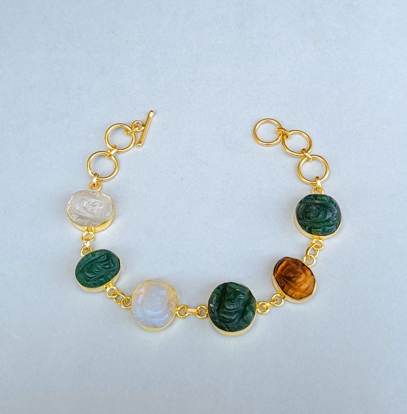 Natural Handmade Stone Lord Ganesh Bracelet |multi Stone Ganesh
