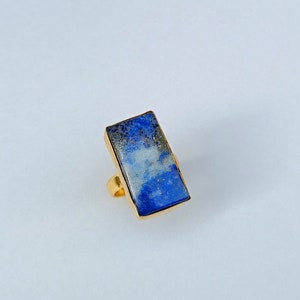 Handmade Stone Lapis Lazuli Ring | Natural Blue Lapis Lazuli Ring | Gold Ring | Beautiful Ring | Bezel Raw Stone Ring | Stacking Ring | Ring