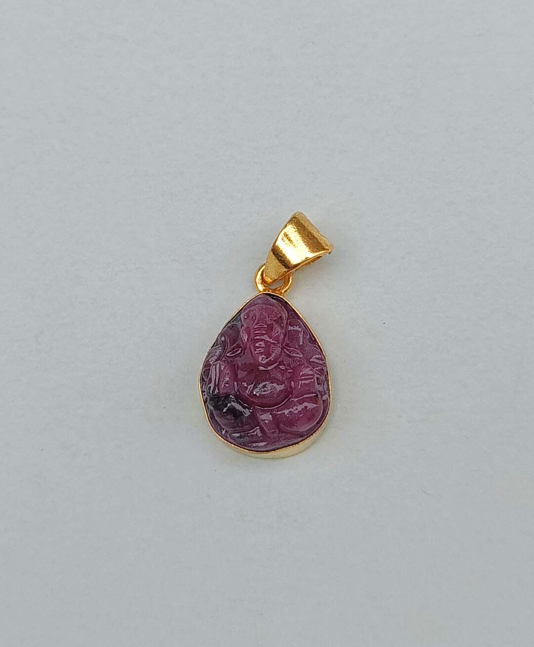 Religious Ruby Natural Gemstone Ruby Ganesha, Handmade Ruby Ganesh Pendant, Gold ...