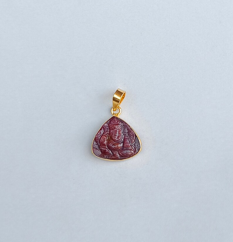 Ruby Carved Gemstone Ganesh Pendant natural Ruby Gemstone Jewelry