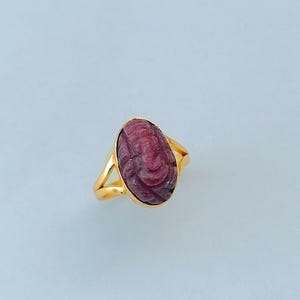 Natural Ruby Ganesh Ring, Ruby Gold Ring, Ruby Gemstone, Ganesha Ring, Hand Carved Ruby Gemstone Ring, Religious Ring, Ring For Her
