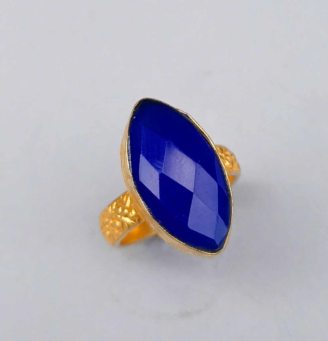 Blue Gemstone Ring Blue Sea Glass Gemstone Ring Handmade Gemstone Ring ...