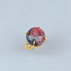 Handmade Natural Stone Ring | Ruby Zoisite Ring | Gold Ring | Ruby Zoisite Ring For Women | Brass Ring | Statement Ring | Wedding Gift Ring