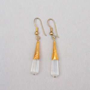 Pencil Earrings | Natural Crystal Stone Earrings | Carved Pencil Earrings | Gold Earrings | Women Earrings | Best Friend Earrings | Earrings