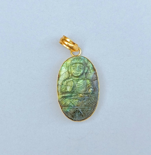 Carved Labradorite Buddha Pendants Carved Labradorite Buddha Pendants