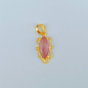 Unique Rhodochrosite Stone Pendant | Natural Rhodochrosite Gemstone Pendant | Gold Pendant | Designer Rhodochrosite Pendant | Women Jewelry