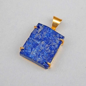 Rough Gemstone Pendant |Natural Lapis Lazuli Pendant | Gold Pendant |Prong Pendant |Blue Lapis Lazuli Pendant |Women Pendant |Unique Pendant
