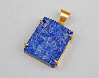 Colgante de lapislázuli natural, piedra preciosa azul, chapado en oro de 18k, joyería, estilo bohemio, colgante navideño