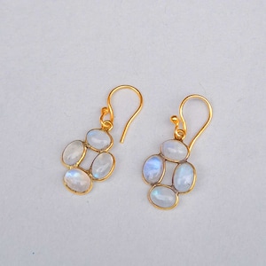 Unique Moonstone Stone Earrings | White Ranibow Moonstone Gemstone Earrings | Gold Earrings | Best Friend Earrings | Natural Stone Earrings