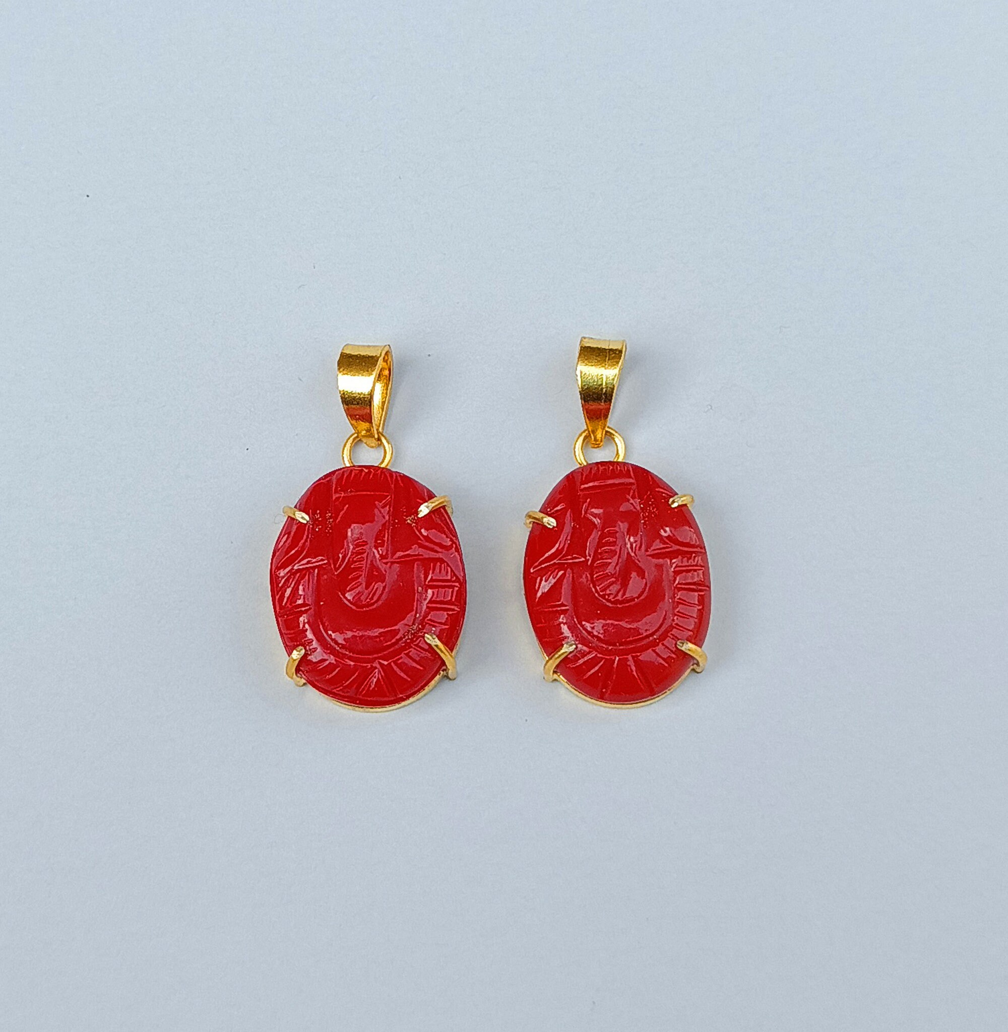 Red coral ganesha pendant discount
