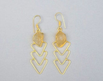 Beautiful Citrine Earrings |Designer Citrine Jewelry |Yellow Citrine Earrings |Handmade Earrings |Citrine Gold Earrings | Statement Earrings
