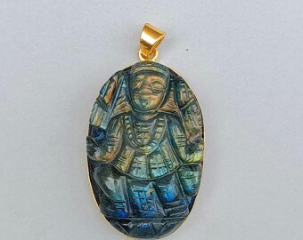 Natural Flash Labradorite Kali Pendant, Goddess Kali Mata Gemstone Necklace, Handmade Jewelry, Blessing Gift