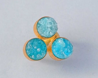 Beautiful Blue Druzy Gemstone Ring | Druzy Ring | Ring For Women | Amazing Druzy Ring | Ring For Her |Best Friend Ring | Handmade Stone Ring