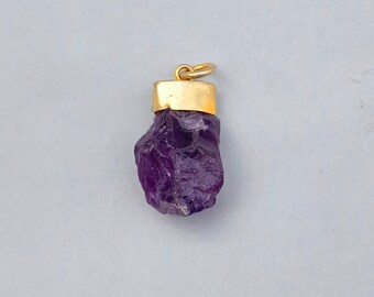Rough Amethyst Pendant | Purple Amethyst Necklace | Gold Pendant | Natural Gemstone Pendant |Women Pendant |Birthstone Pendant |Gift Pendant