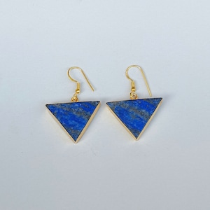 Handmade Stone Lapis Lazuli Earrings | Unique Lapis Lazuli Jewelry | Party Wear Earrings | Lapis Lazuli Gold Earrings | Blue Stone Jewelry