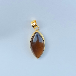 Unique Smoky Quartz Stone Pendant | Marquise Shape Smoky Quartz Pendant | Gold Pendant | Best Friend Pendant | Bezel Stone Pendant | Jewelry