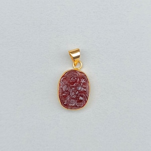 Natural Hessonite Garnet Stone Pendant |Red Garnet Stone Hanuman Pendant |Carved Garnet Pendant | Hanuman Jewelry | Handmade Hanuman Pendant