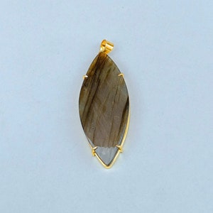 Unique Labradorite Stone Pendant |Marquise Shape Labradorite Pendant |Labradorite Gold Pendant |Party Wear Pendant | Brass Pendant | Jewelry
