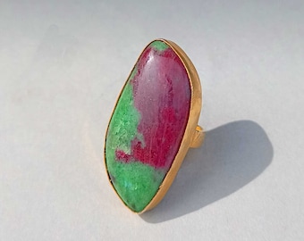 Rubin Zoisit Ring | Einzigartige Handgemachte Stein Ring | Geschenk für Frauen | Natürlicher Edelstein Ring | Geschenk Schmuck