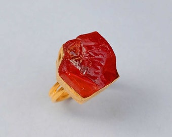 Unique Carnelian Gemstone Ring | Red Carnelian Jewelry | Handmade Carnelian Ring | Unique Ring |Natural Gemstone Ring | Stacking Ring | Gift
